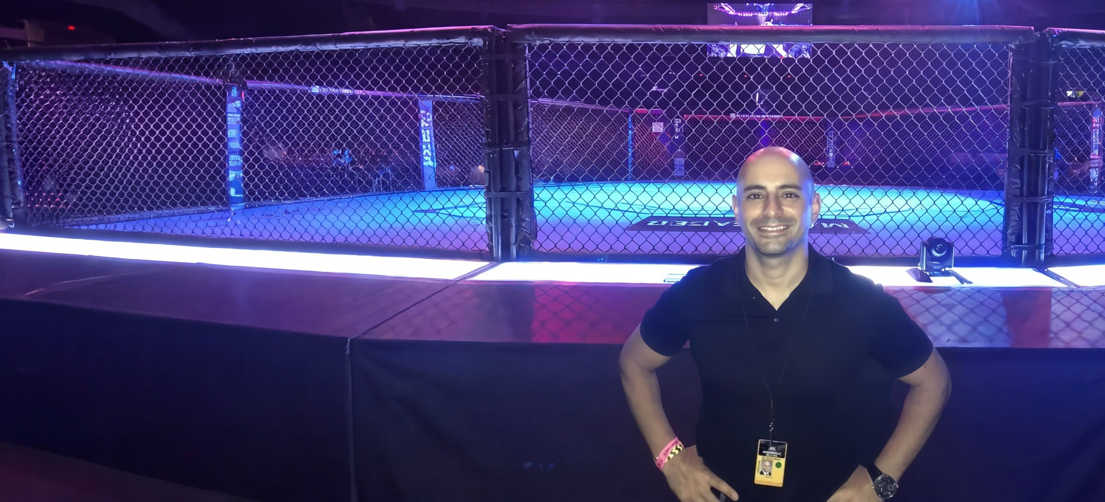 David Abbasi, MD, at ringside inside the cage