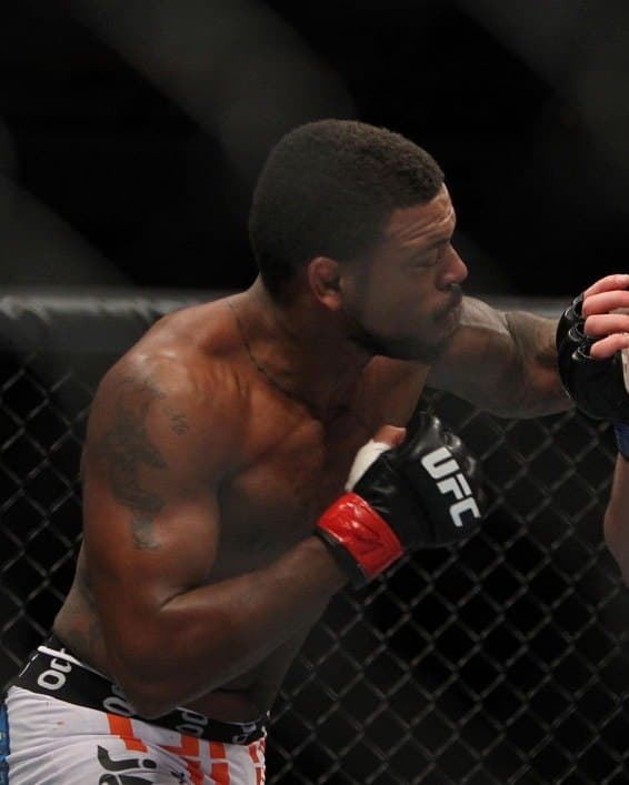 Michael Johnson fighting in the UFC octagon
