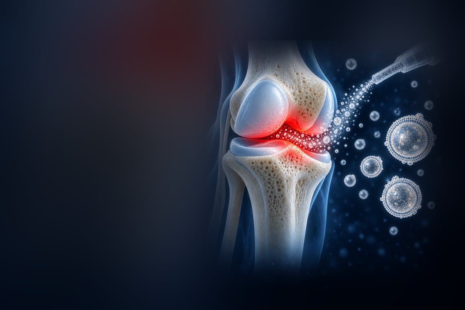 Illustration of an injection into the knee joint